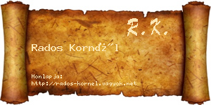 Rados Kornél névjegykártya